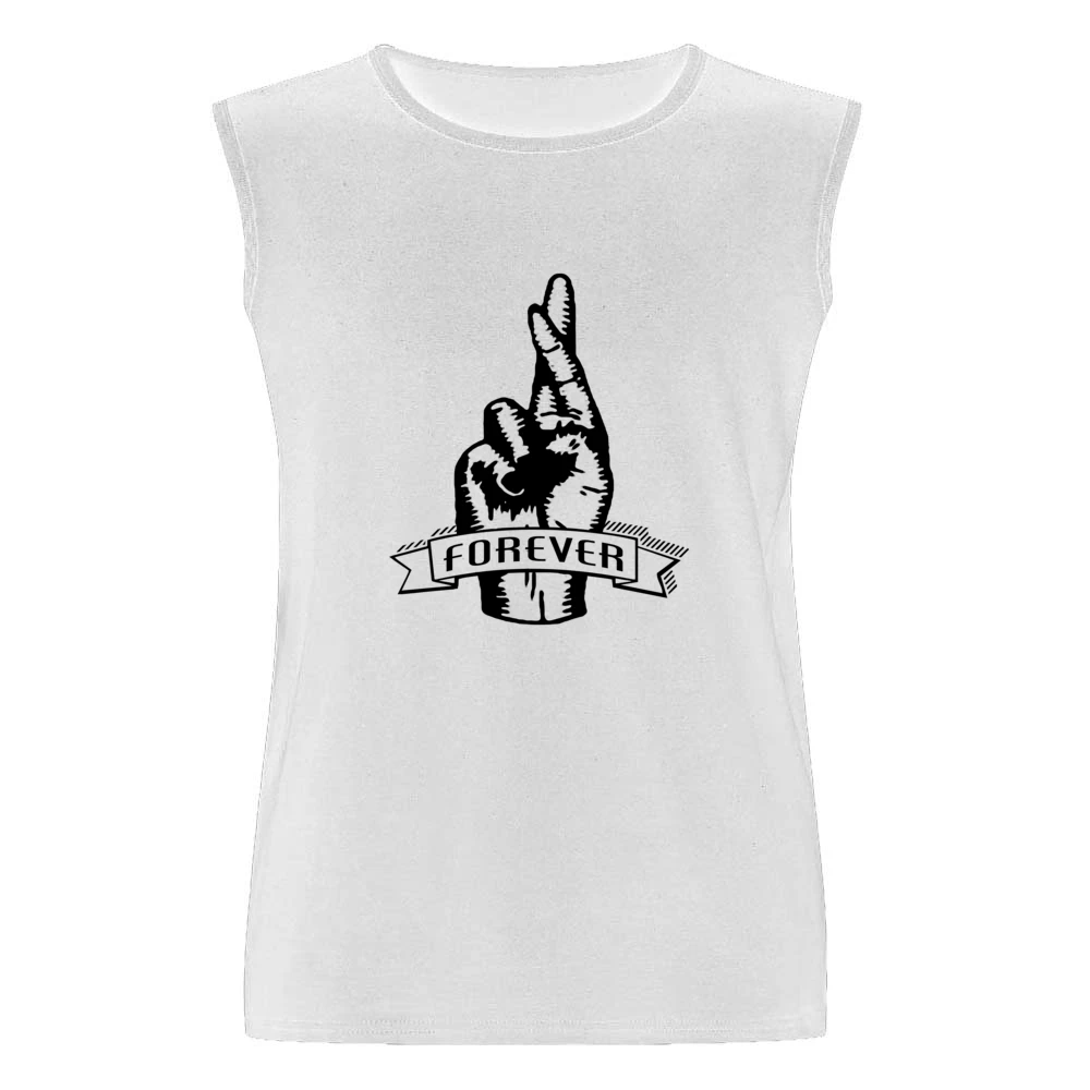 Fingers Crossed Forever Fun Sketched Graphic Tee Shirt Men Sleeveless T-Shirt