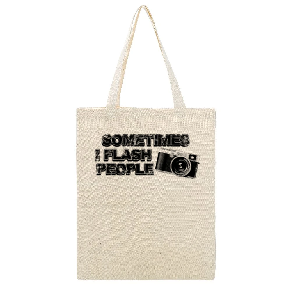 Flash people Beige Canvas Tote Shopping Bag