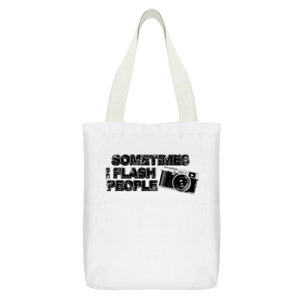 Flash people White Canvas Tote Shopping Bag With Interior Pocket