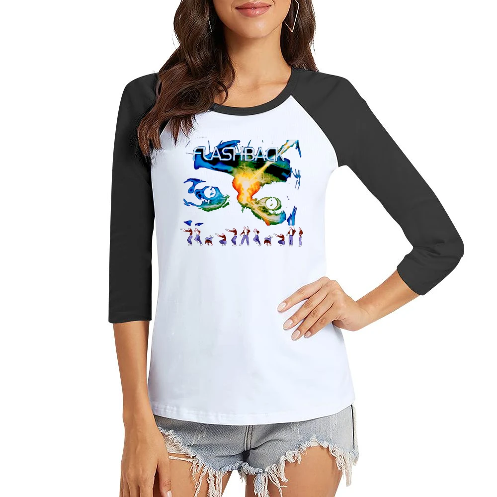 Flashback Video Game Retro 80s Women Ladies 3-4 Sleeve T-Shirt