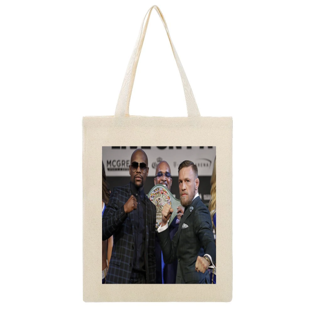 Floyd Mayweather Connor Mcgregor Moneybelt Tshirt Beige Canvas Tote Shopping Bag