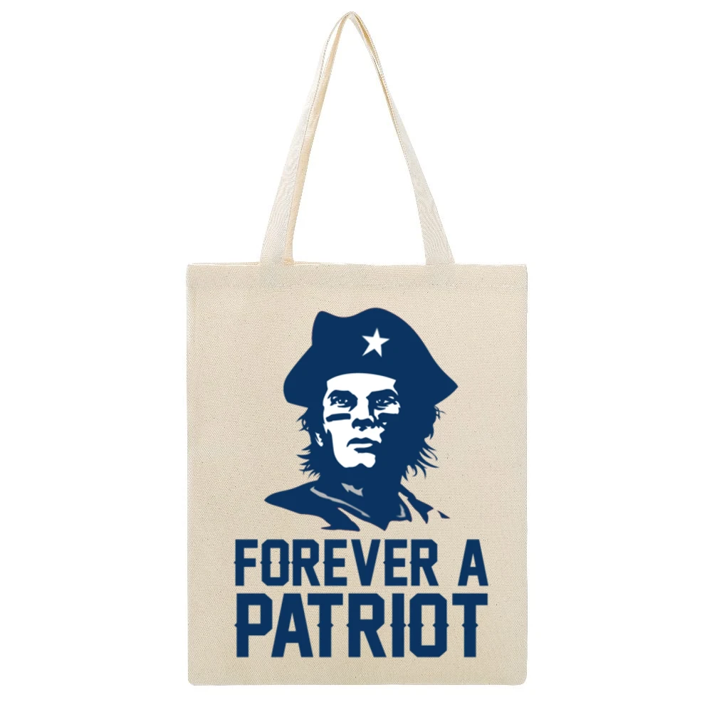 Forever A Patriot Tom Brady New England Football Tribute Sports Fan T Beige Canvas Tote Shopping Bag