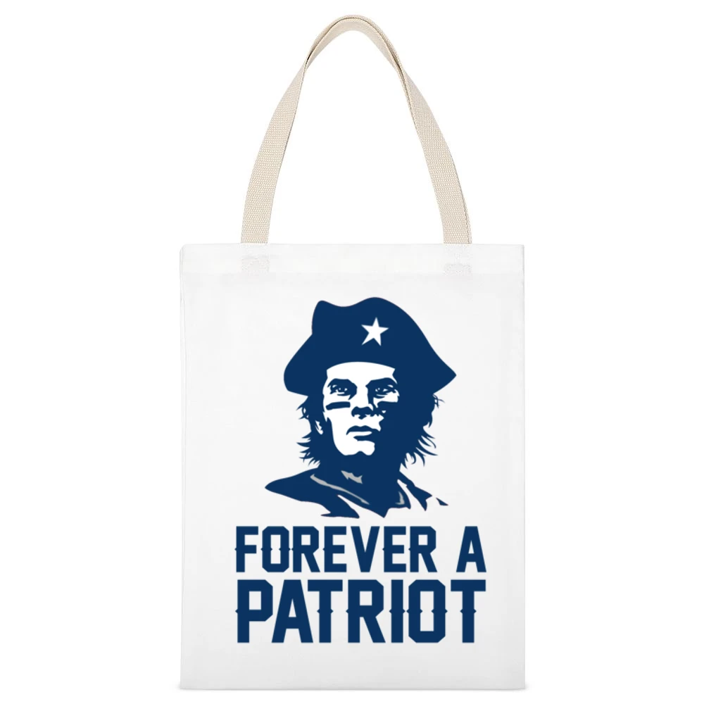 Forever A Patriot Tom Brady New England Football Tribute Sports Fan T White Canvas Tote Shopping Bag