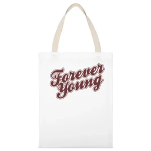 Forever Young Retro Music 80s White Canvas Tote Shopping Bag