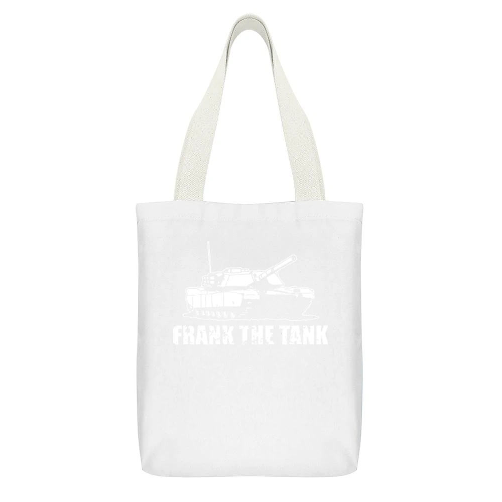 Frank The Tank Old School Funny White Canvas Tote Shopping Bag With Interior Pocket