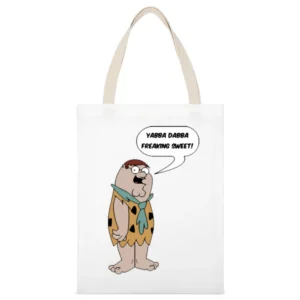 Fred Flinstone family guy peter griffin funny White Canvas Tote Shopping Bag