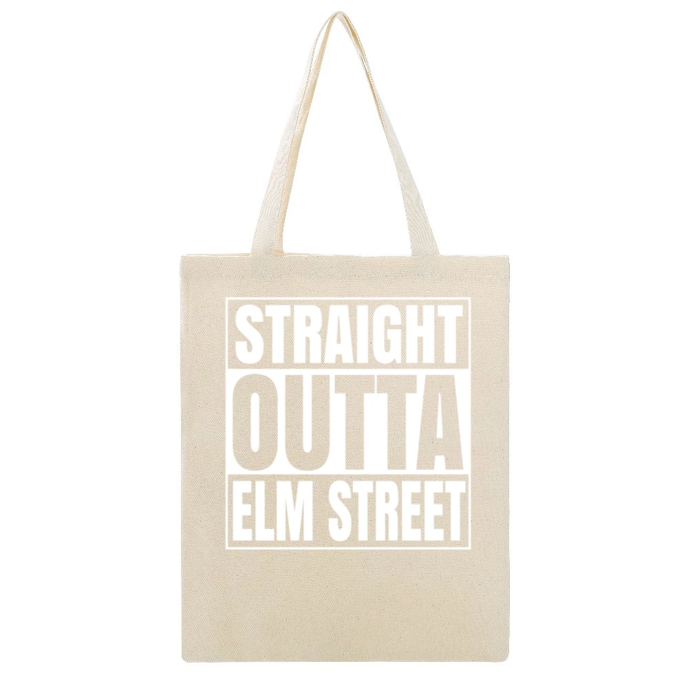 Friday The 13th Straight Outta Elm Street Tshirt Beige Canvas Tote Shopping Bag