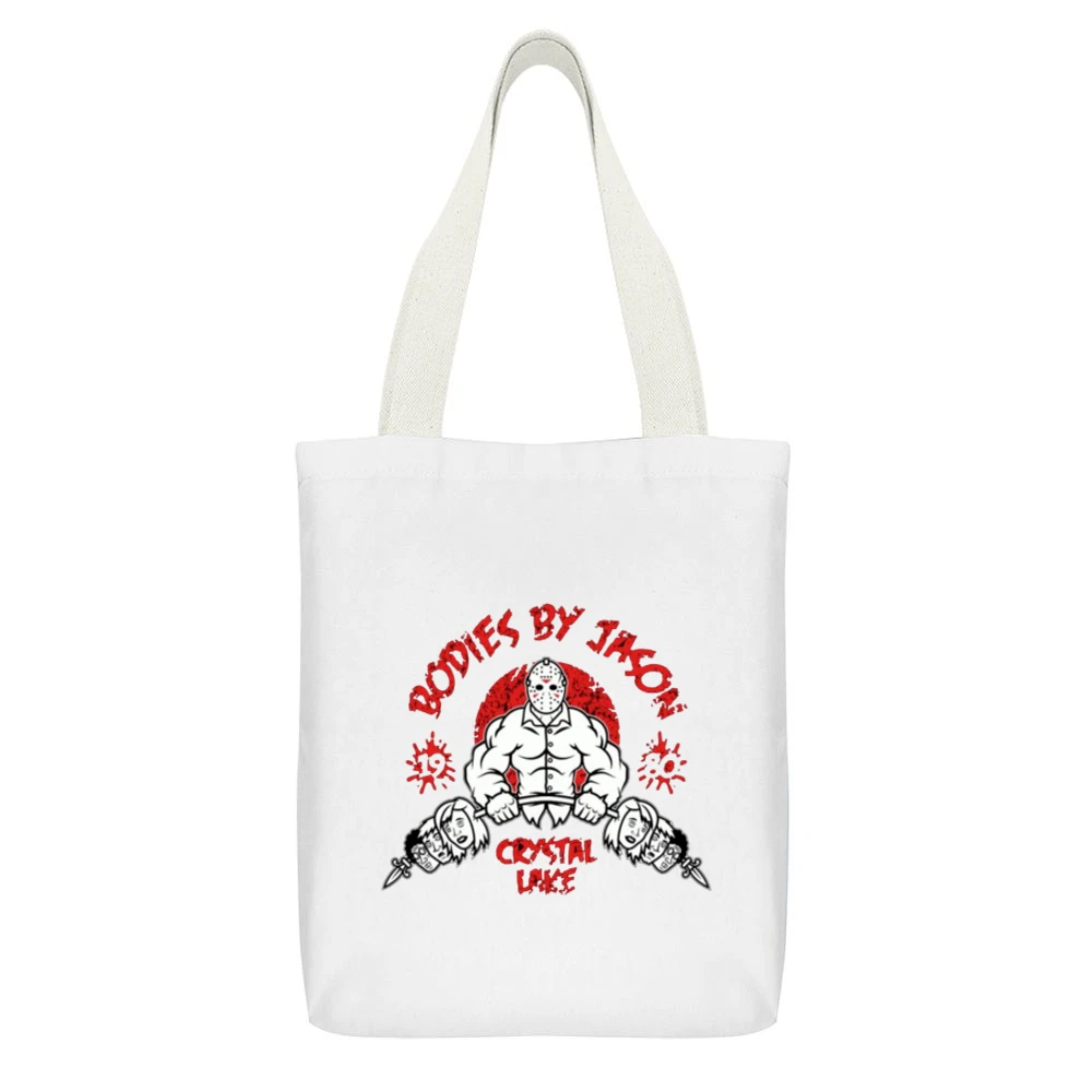 Friday the 13th - Body by Jason White Canvas Tote Shopping Bag With Interior Pocket