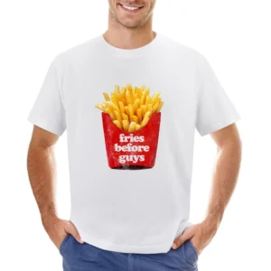 Fries Before Guys Fun Vintage Distressed Look Tee Shirt Asian Size Men T-Shirt