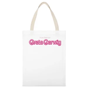 From Director Greta Gerwig As Seen On Ryan Gosling White Canvas Tote Shopping Bag