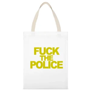 Fuck The Police Grunge Rap Song Fun Hardcore White Canvas Tote Shopping Bag
