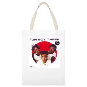 Fun Boy Three Waiting Album Cover Distressed Image White Canvas Tote Shopping Bag