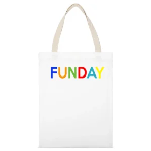 Funday Fun Sunday Weekend Warrior Popular Graphic White Canvas Tote Shopping Bag