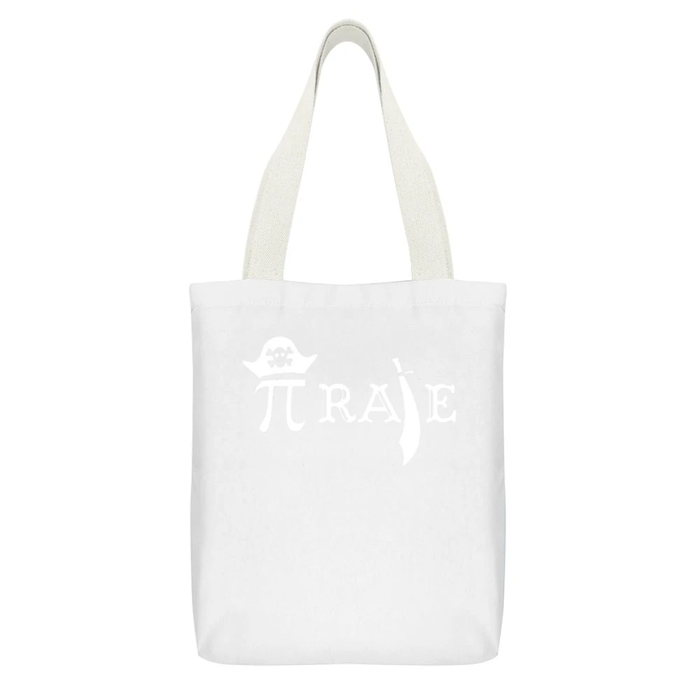 Funny Geek pi rate pirate hate sword jolly roger White Canvas Tote Shopping Bag With Interior Pocket