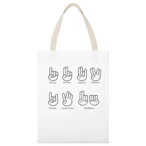 Funny Hand sign White Canvas Tote Shopping Bag