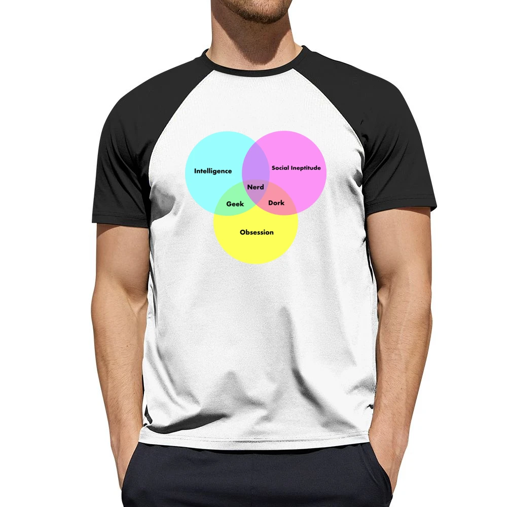 Funny Venn Diagram Nerd Dork Geek social ineptitude intelligence and o Men Short Sleeve T-Shirt