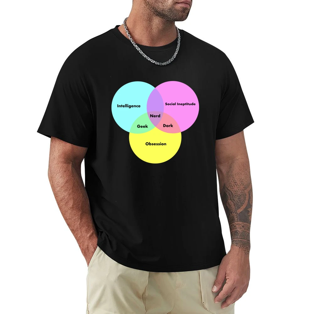 Funny Venn Diagram Nerd Dork Geek social ineptitude intelligence and o Premium Men T-shirt