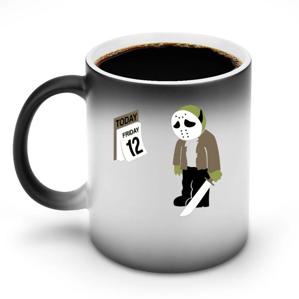 Funny parody Friday the 13th Jason Fiday 12th calendar Discoloration Mug