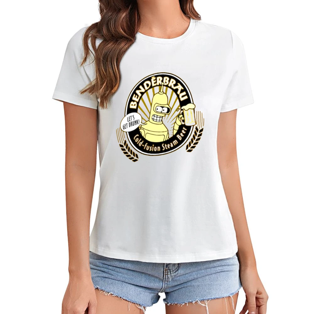 Futurama Benderbrau drink Asian Size Women Ladies T-shirt
