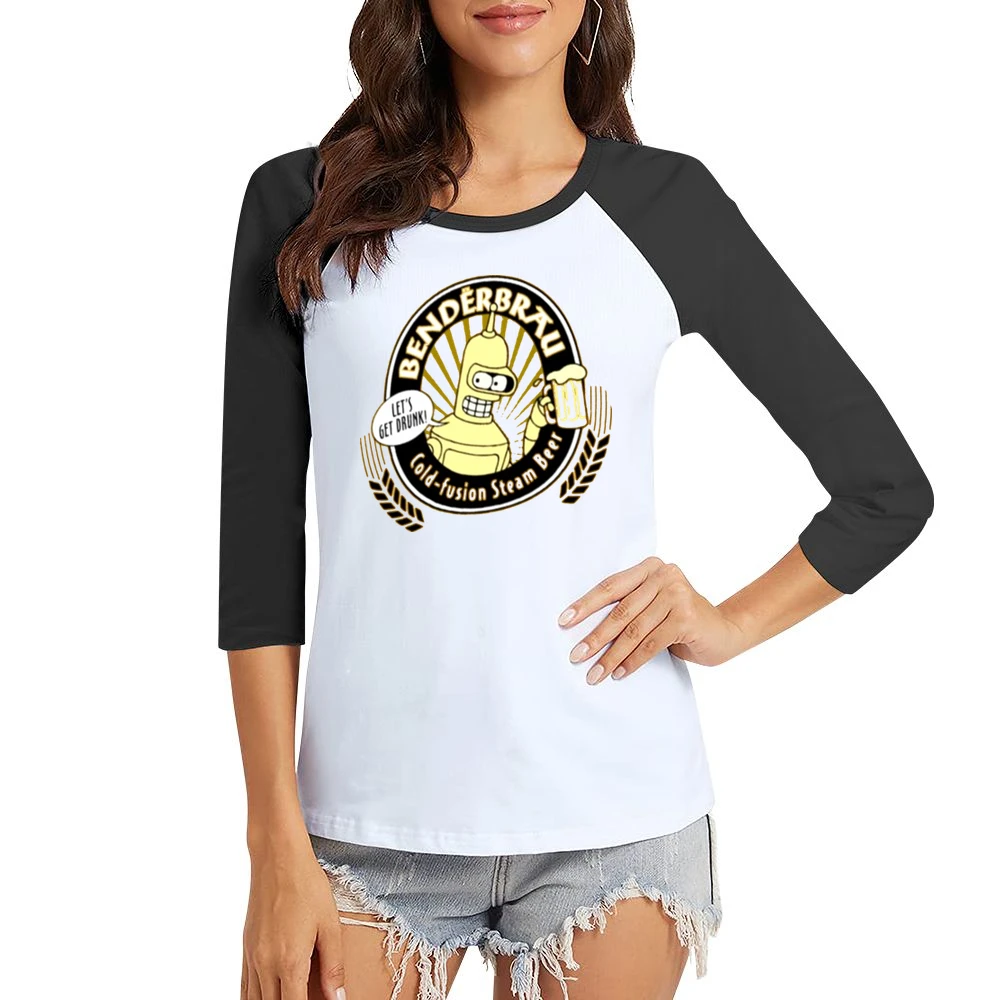 Futurama Benderbrau drink Women Ladies 3-4 Sleeve T-Shirt