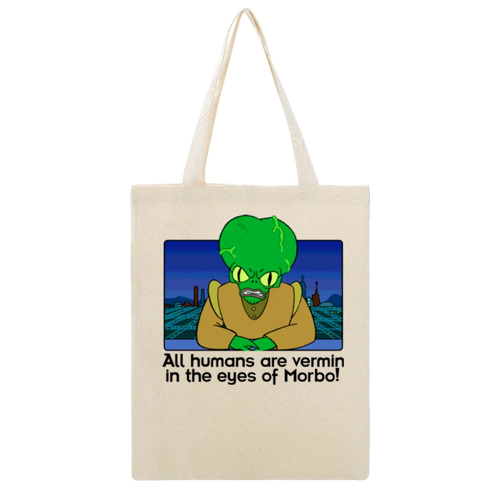 Futurama Morbo Beige Canvas Tote Shopping Bag