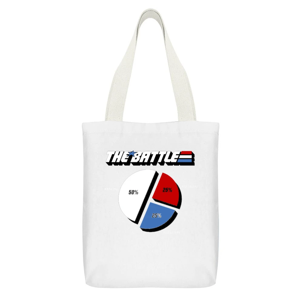 GI Joe- If Knowing is Half The Battle what is the other half ? White Canvas Tote Shopping Bag With Interior Pocket