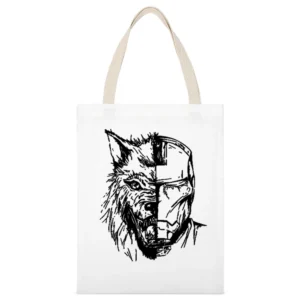 Game Of Thrones House Of Stark Wolf Tony Stark Ironman Half And Half F White Canvas Tote Shopping Bag