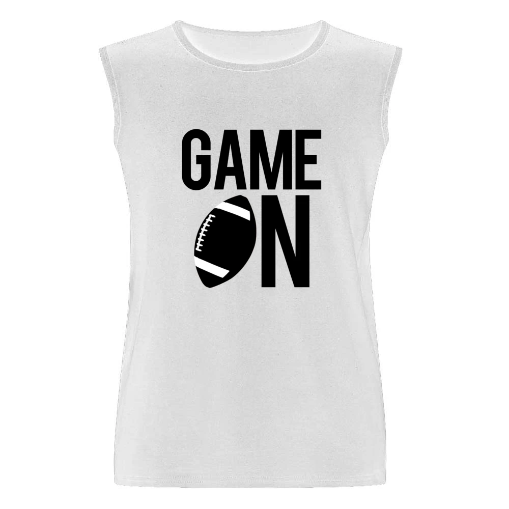 Game On Fun Football Game Day Graphic Fan Tee Shirt Men Sleeveless T-Shirt