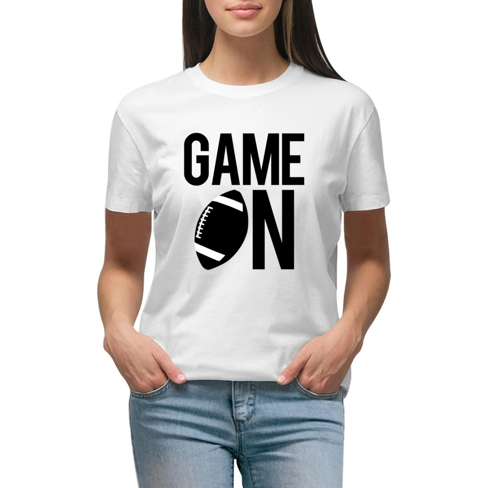 Game On Fun Football Game Day Graphic Fan Tee Shirt Premium Women Ladies T-shirt