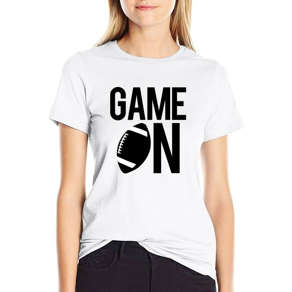 Game On Fun Football Game Day Graphic Fan Tee Shirt US Size Women Ladies T-shirt