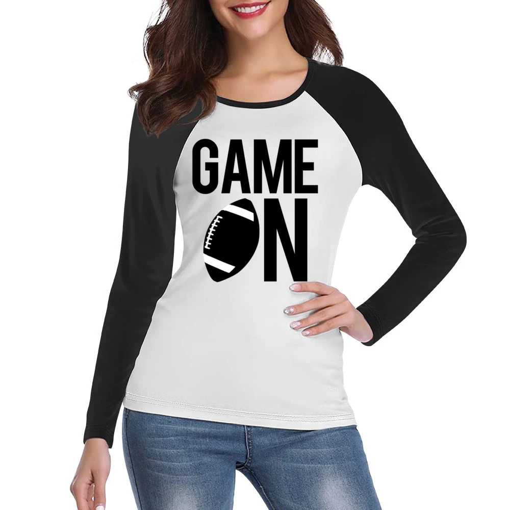 Game On Fun Football Game Day Graphic Fan Tee Shirt Women Ladies Long Sleeve T-Shirt