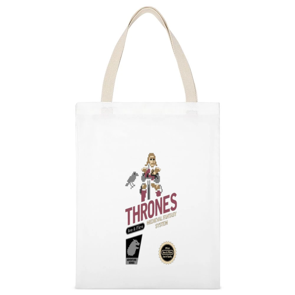 Game of Thrones Fire and Ice Tshirt White Canvas Tote Shopping Bag