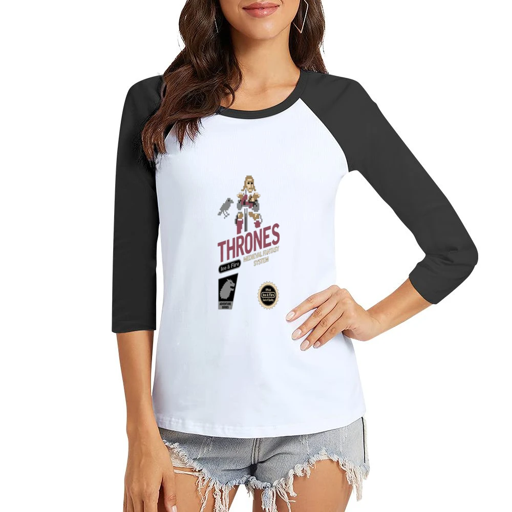 Game of Thrones Fire and Ice Tshirt Women Ladies 3-4 Sleeve T-Shirt