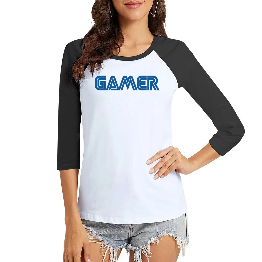 Gamer Fun Nintendo Geek Nerd Graphic Video Game Women Ladies 3-4 Sleeve T-Shirt
