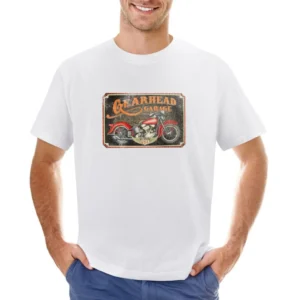 Gearhead Garage Vintage USA Motorcycle Distressed Graphic Asian Size Men T-Shirt