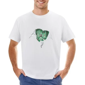 Geek heart Motherboard computer componets funy Asian Size Men T-Shirt