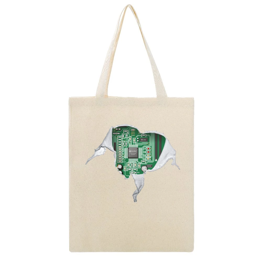 Geek heart Motherboard computer componets funy Beige Canvas Tote Shopping Bag