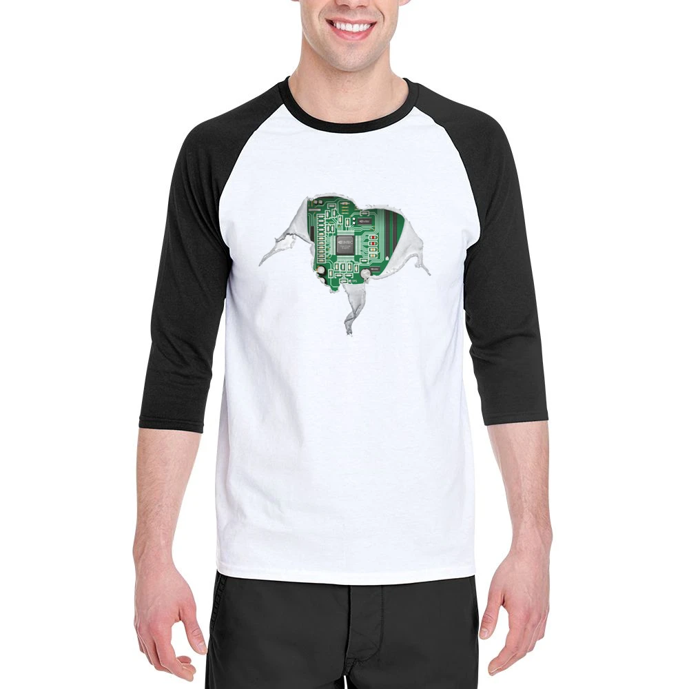Geek heart Motherboard computer componets funy Men 3/4 Sleeve T-Shirt
