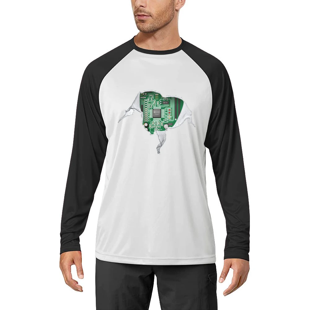 Geek heart Motherboard computer componets funy Men Long Sleeve T-Shirt