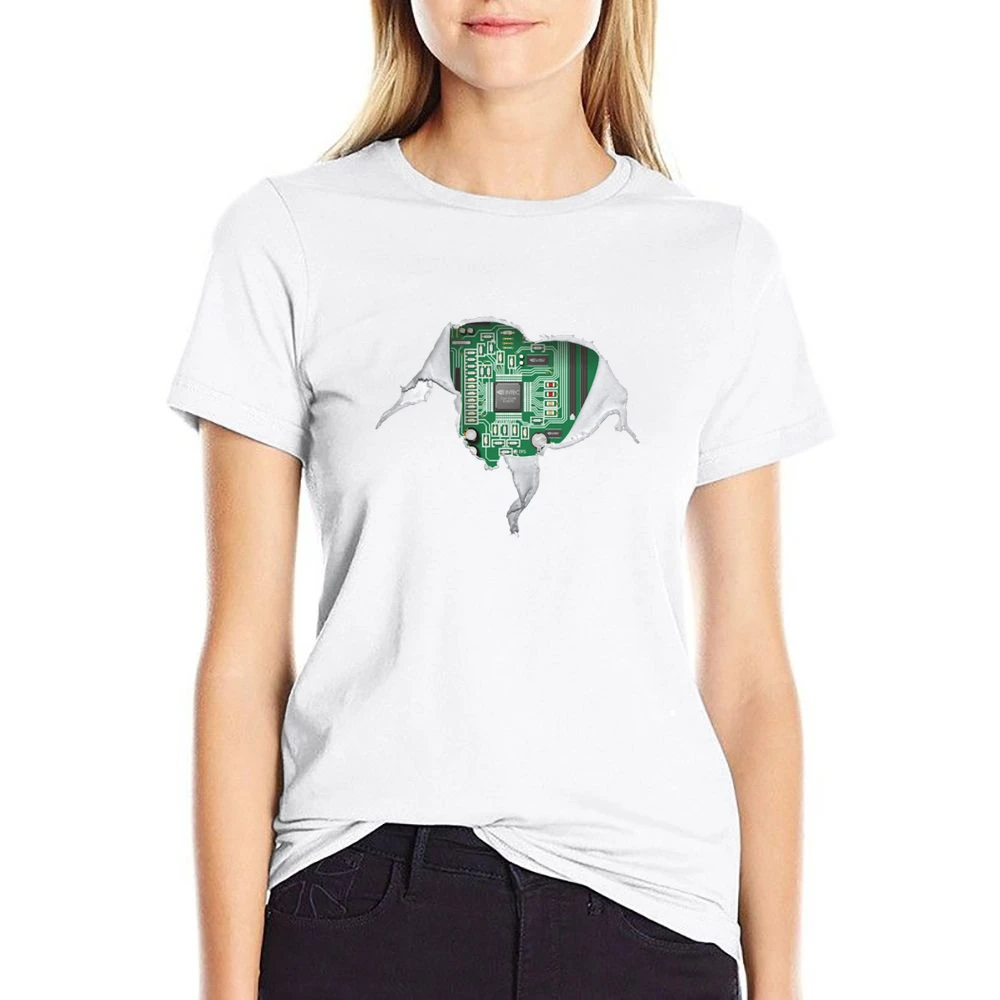 Geek heart Motherboard computer componets funy US Size Women Ladies T-shirt