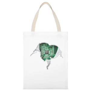 Geek heart Motherboard computer componets funy White Canvas Tote Shopping Bag