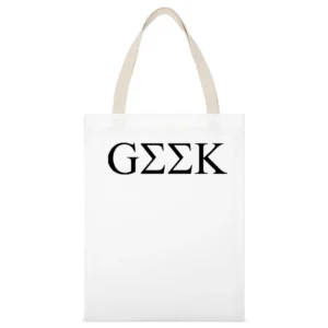 Geek text White Canvas Tote Shopping Bag