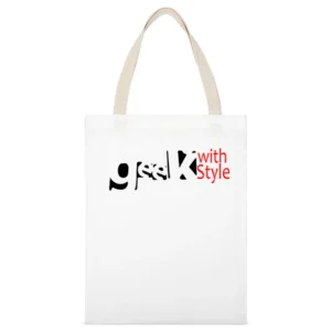 Geek with style White Canvas Tote Shopping Bag