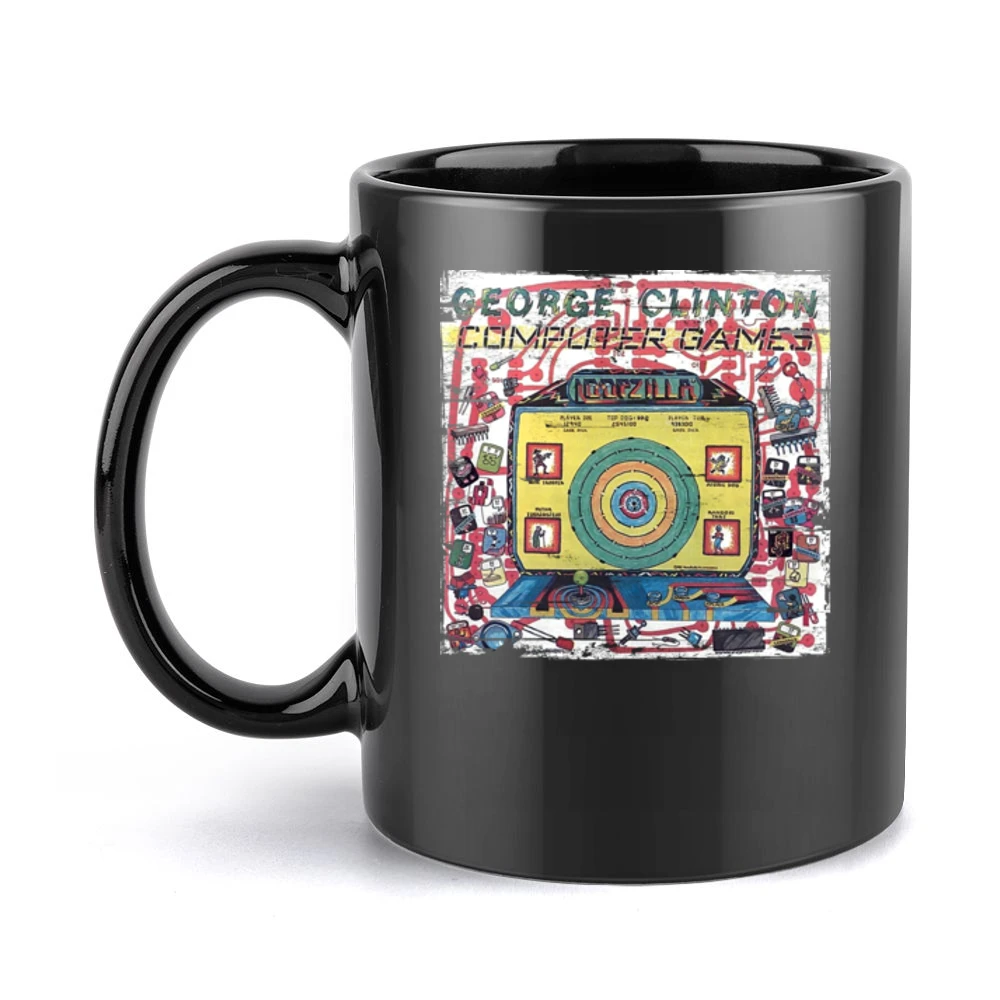 George Clinton Computer Games Album Cover Distressed Image Black Mug
