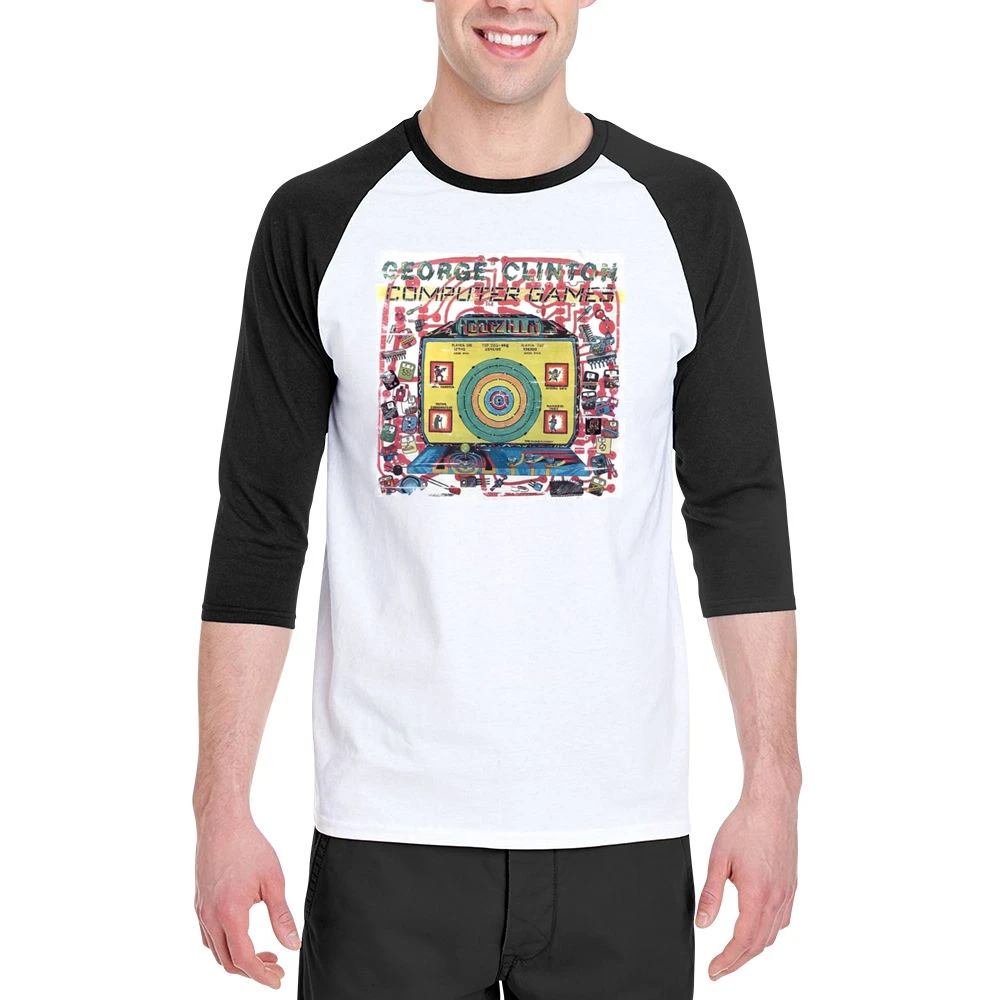George Clinton Computer Games Album Cover Distressed Image Men 3/4 Sleeve T-Shirt