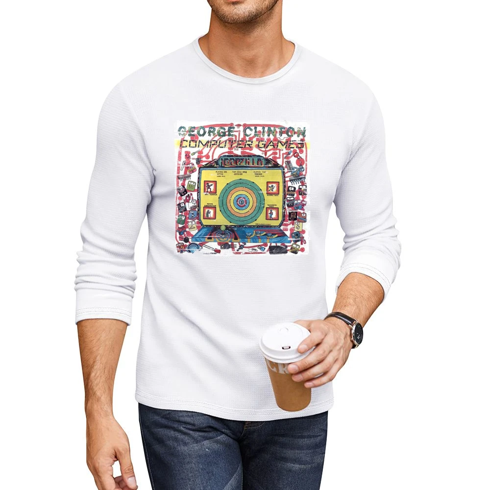 George Clinton Computer Games Album Cover Distressed Image Men CrewNeck Long Sleeve T-Shirt