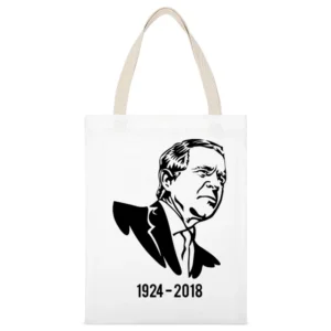 George Hw Bush American President Rip Tribute Political White Canvas Tote Shopping Bag