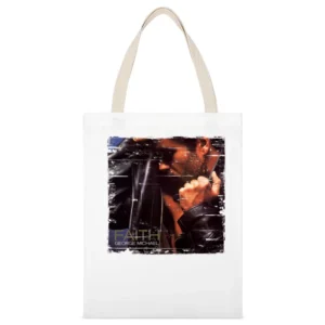 George Michael Faith Album Cover Distressed Image White Canvas Tote Shopping Bag