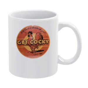 Get Cocky Funny Vintage Distressed Cocky Brand Feed N Seed Graphic T S White Mug