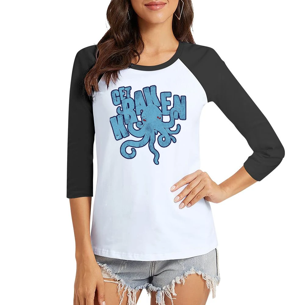 Get Kraken Seattle Hockey Fan Women Ladies 3-4 Sleeve T-Shirt
